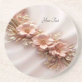 Elegant Sinaasappel Perzik Bloemen Zandsteen Onder Zandsteen Onderzetter