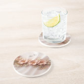 Elegant Sinaasappel Perzik Bloemen Zandsteen Onder Zandsteen Onderzetter (Zijkant)