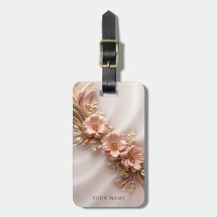 Elegant Sinaasappel Perzik Floral Bagagelabel
