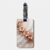 Elegant Sinaasappel Perzik Floral Bagagelabel (Achterkant verticaal)