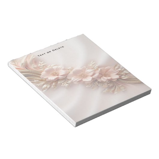 Elegant Sinaasappel Perzik Floral Notitieblok (Schuin)