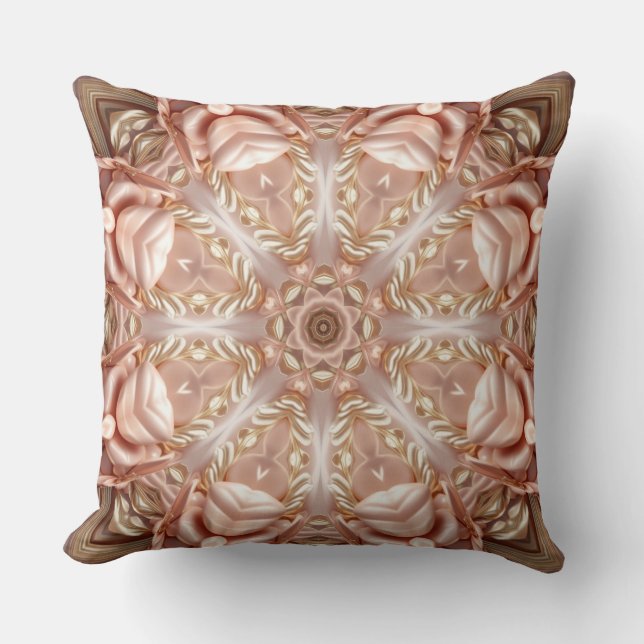 Elegant Sinaasappel Perzik Floral Sierkussen (Voorkant)