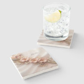 Elegant Sinaasappel Perzik Floral Stone Onderzette Stenen Onderzetter (Zijkant)