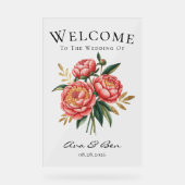 Elegant Sinaasappel pioenroos boeket bruiloft welk Acryl Bord (Voorkant)