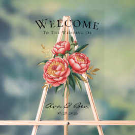 Elegant Sinaasappel pioenroos boeket bruiloft welk Acryl Bord