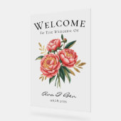 Elegant Sinaasappel pioenroos boeket bruiloft welk Acryl Bord (Hoek)