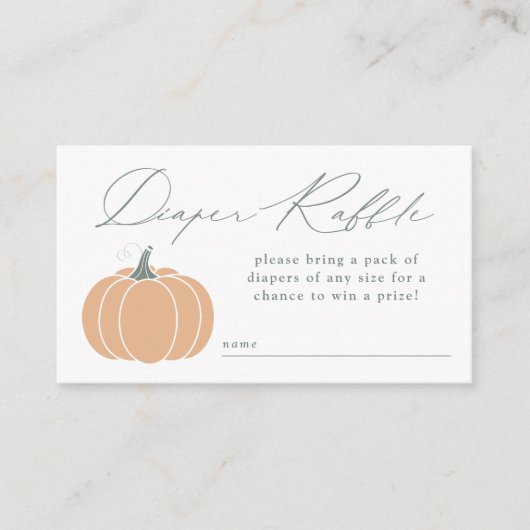 Elegant Sinaasappel Pompoen Baby shower Luier Raff Informatiekaartje (Voorkant)