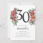 Elegant Sinaasappel & Rode Bloemen 30e Verjaardag Kaart (Voorkant)