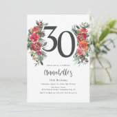 Elegant Sinaasappel & Rode Bloemen 30e Verjaardag Kaart (Staand voorkant)