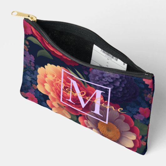 Elegant sinaasappel rood bloemenromantisch monogra etui (Open)