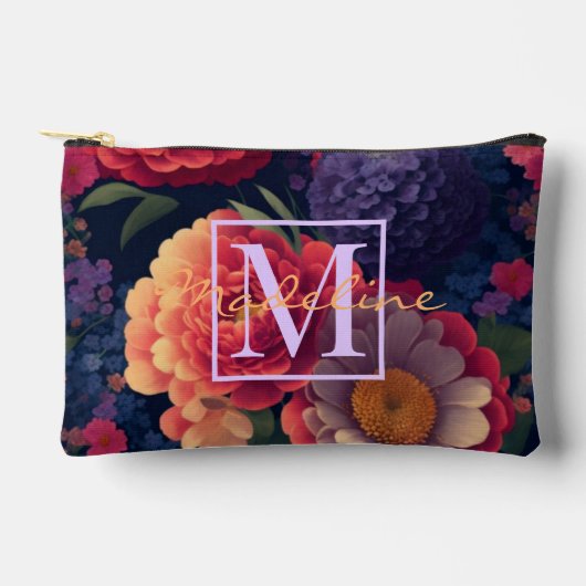 Elegant sinaasappel rood bloemenromantisch monogra etui (Voorkant)