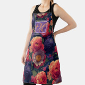 Elegant sinaasappel rood bloemenromantisch monogra schort (Insitu)