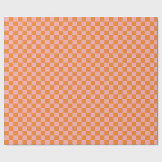 Elegant Sinaasappel Roze geruit Cadeaupapier (Vlak)