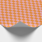 Elegant Sinaasappel Roze geruit Cadeaupapier (Hoek)