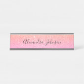 Elegant Sinaasappel Roze Glitter Sparkle Modern Bureau Naambordje (Voorkant)