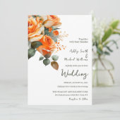 Elegant Sinaasappel Rozen Waterverf Bloemen Bruilo Kaart (Staand voorkant)