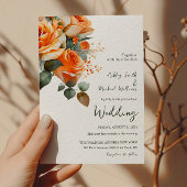 Elegant Sinaasappel Rozen Waterverf Bloemen Bruilo Kaart