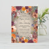 Elegant Sinaasappel Rust Cream Floral Brown Weddin Kaart (Staand voorkant)
