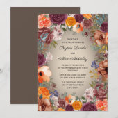Elegant Sinaasappel Rust Cream Floral Brown Weddin Kaart (Voorkant / Achterkant)