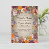 Elegant Sinaasappel Rust Floral Brown Vrijgezellen Kaart (Staand voorkant)