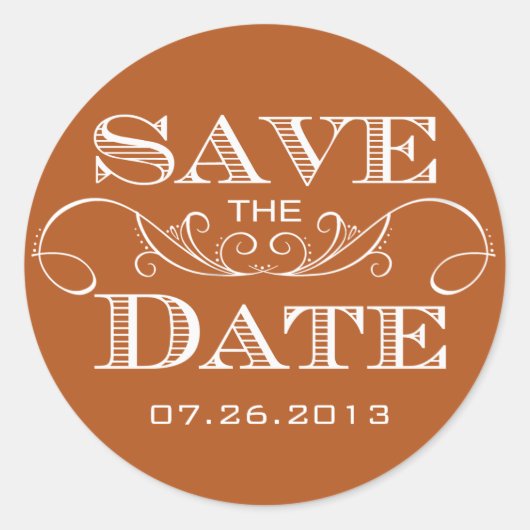 Elegant Sinaasappel Save the Date Sticker (Voorkant)