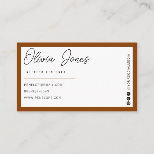 Elegant Sinaasappel Terracotta Branding Modern Tre Visitekaartje (Achterkant)