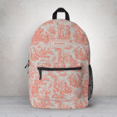 Elegant  sinaasappel toile de jouy bedrukte rugzak