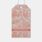 Elegant  sinaasappel toile de jouy cadeaulabel (Voorkant)