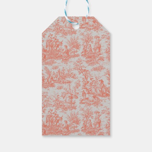 Elegant  sinaasappel toile de jouy cadeaulabel (Achterkant)