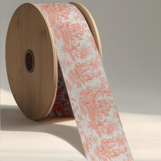 Elegant sinaasappel toile de jouy satijnen lint