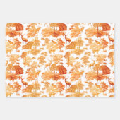 Elegant  Sinaasappel Toile Deer Fox Woodland Inpakpapier Vel (Voorkant)