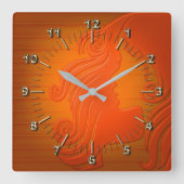 Elegant sinaasappel vierkante klok (Voorkant)