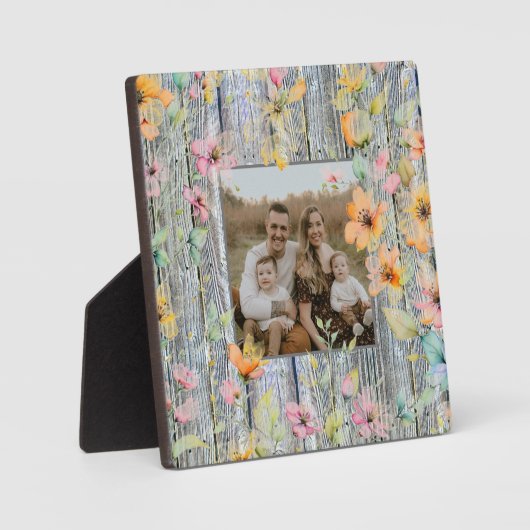 Elegant sinaasappel waterverf wilde bloemen barnwo fotoplaat (Voorkant)