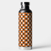 Elegant Sinaasappel & Wit Plaid Gingham Waterfles (Rechts)