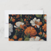 Elegant sinaasappel wit zwart  bloemig save the date (Achterkant)