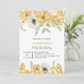 Elegant Sinaasappel & Witte Anemone Bloemen Verjaa Kaart (Staand voorkant)