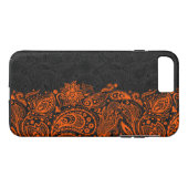 Elegant sinaasappel & Zwart Bloemen Paisley Kant Case-Mate iPhone Case (Achterkant (Horizontaal))