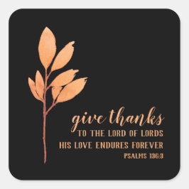Elegant Sinaasappel Zwart Thanksgiving Religieus Vierkante Sticker