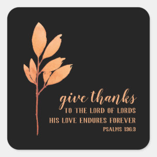 Elegant Sinaasappel Zwart Thanksgiving Religieus Vierkante Sticker