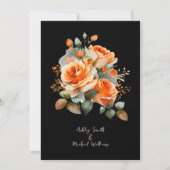 Elegant Sinaasappel & Zwart Waterverf Bloemenbruil Kaart (Achterkant)