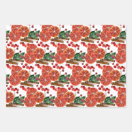 Elegant Sinaasappels Slices Cinnamon Sticks Inpakpapier Vel (Voorkant 2)