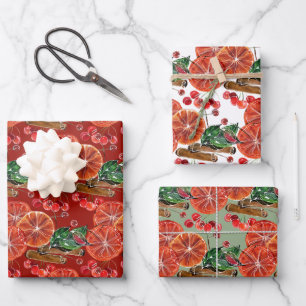 Elegant Sinaasappels Slices Cinnamon Sticks Inpakpapier Vel