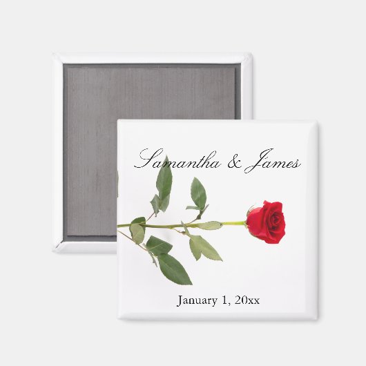 Elegant Single Long Stem Red Rose Magneet (Voorkant / Achterkant)