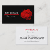 Elegant Single Red Rose Flower Black Red White Visitekaartje (Voorkant / Achterkant)