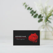 Elegant Single Red Rose Flower Black Red White Visitekaartje (Staand voorkant)