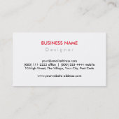 Elegant Single Red Rose Flower Black Red White Visitekaartje (Achterkant)