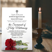 Elegant Single Red Rose Modern katholiek huwelijk