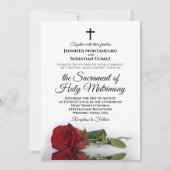 Elegant Single Red Rose Modern katholiek huwelijk Kaart (Voorkant)