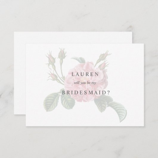Elegant Single Roos Bridesmaid Card Kaart (Voorkant / Achterkant)