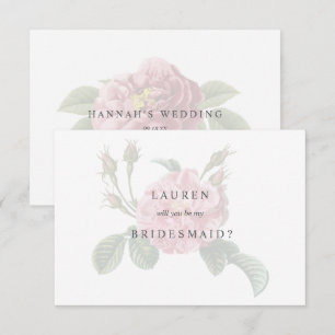 Elegant Single Roos Bridesmaid Card Kaart